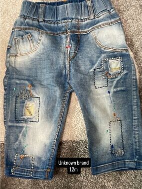 Baby Denim Patchwork Jeans - Light Blue